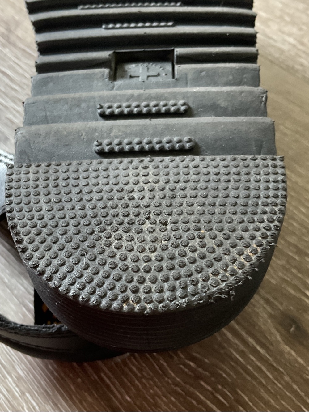 Dr. Martens Klaire Y Black Leather Platform Sandals with Yellow Stitching - Picture 3 of 7